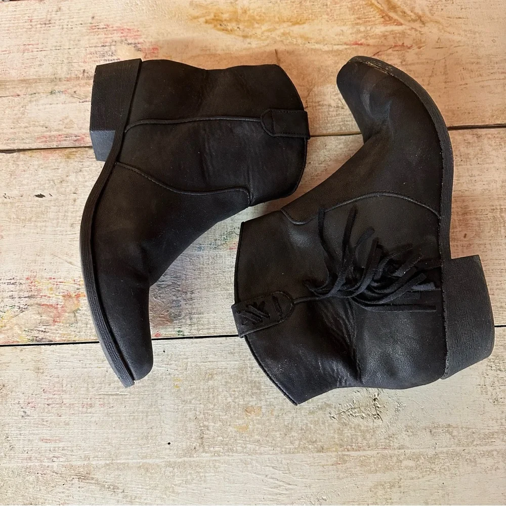 Black Fringe Ankle Boots